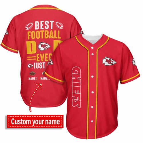 Kansas City Chiefs Best Dad Ever Personalized Baseball Jersey - ChiefsFam