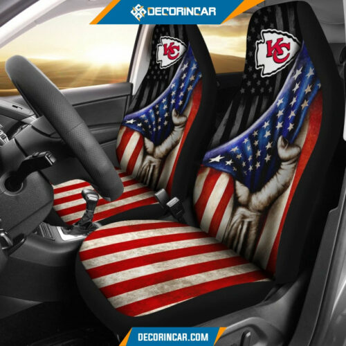 Kansas City Chiefs Car Seat Covers American Football Team Hand Pulling Flag GTS005932 - ChiefsFam