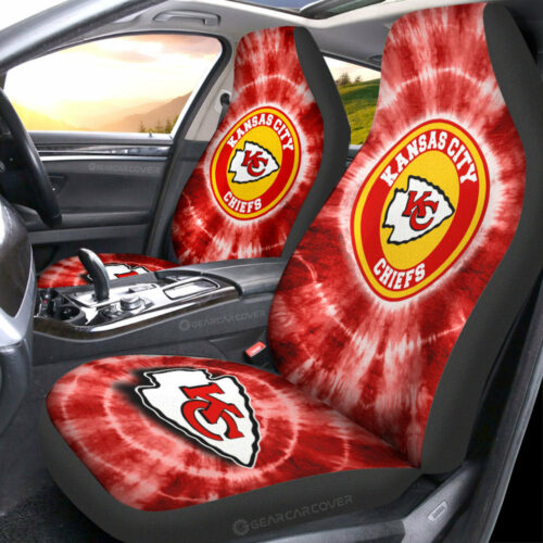 Kansas City Chiefs Car Seat Covers Custom Tie Dye Car Accessories