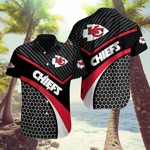 Kansas City Chiefs Carbon Fiber Hex Hawaiian Shirt - ChiefsFam