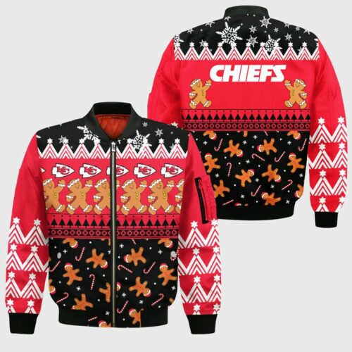 Kansas City Chiefs Christmas Gingerbread Man Bomber Jackets NLA035410 - ChiefsFam