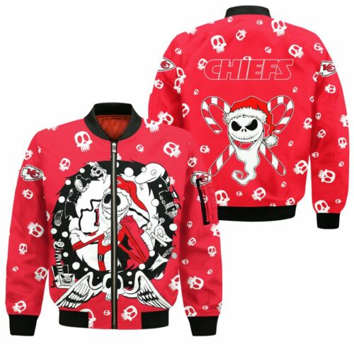 Kansas City Chiefs Christmas Jack Skellington Bomber Jackets NEW056210 - ChiefsFam