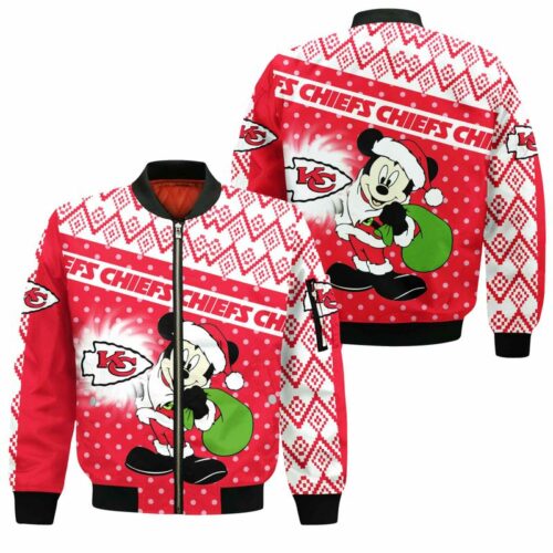 Kansas City Chiefs Christmas Mickey Bomber Jackets NLA029410 - ChiefsFam