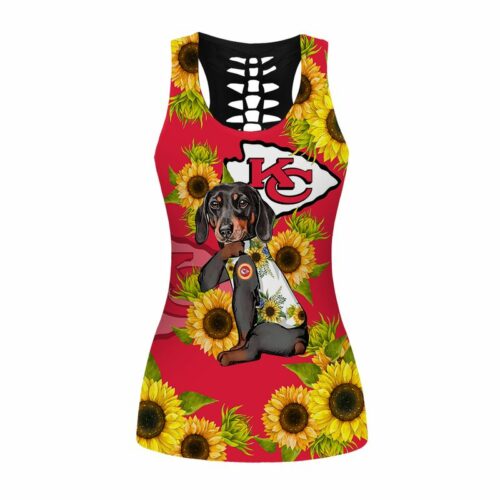 Kansas City Chiefs Dachshund And Sunflowers Limited Edition Legging And Tank Top Nml001110 - ChiefsFam