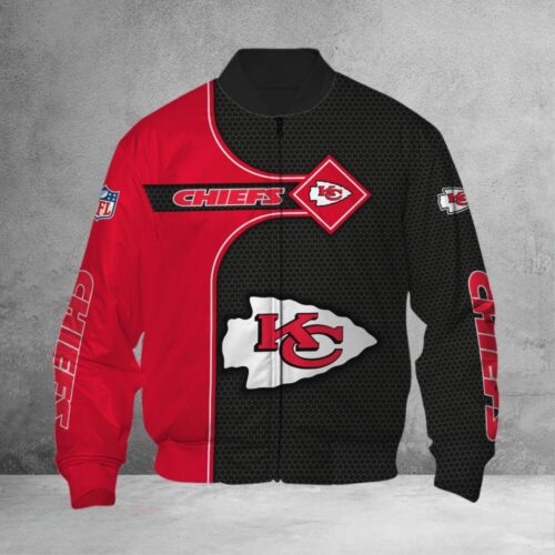 Kansas City Chiefs Diamond Grid 3D Bomber Jacket - ChiefsFam