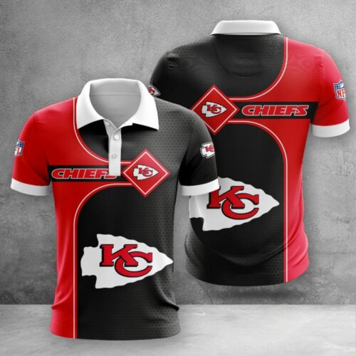 Kansas City Chiefs Diamond Grid 3D Polo Shirt - ChiefsFam