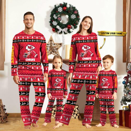 Kansas City Chiefs Festive Custom Holiday Pajamas - ChiefsFam