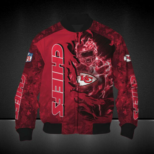 Kansas City Chiefs Fiery Player 3D Bomber Jacket - ChiefsFam