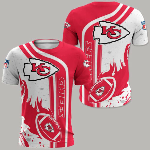 Kansas City Chiefs Flaming Football 3D Shirt - ChiefsFam