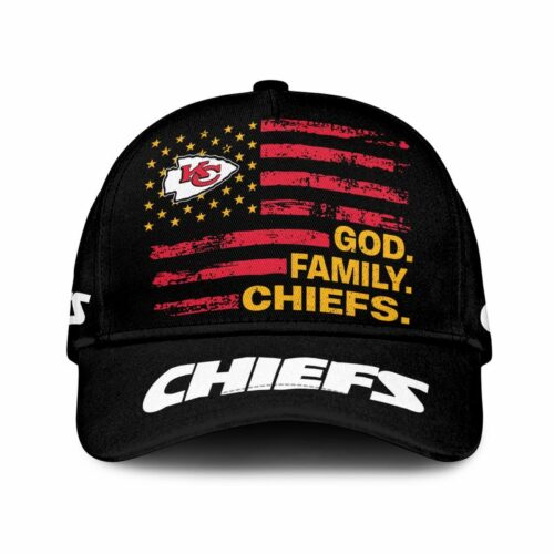 Kansas City Chiefs God Family American Flag Baseball Cap - ChiefsFam