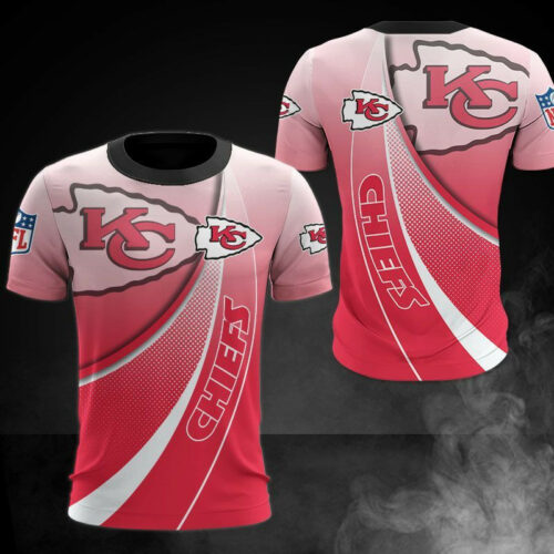 Kansas City Chiefs Gradient Curve 3D Shirt - ChiefsFam