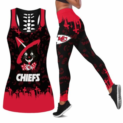 Kansas City Chiefs Halloween Black Cat Limited Edition All Over Print Combo Leggings Tank Top S-5xl Nla025010 - ChiefsFam