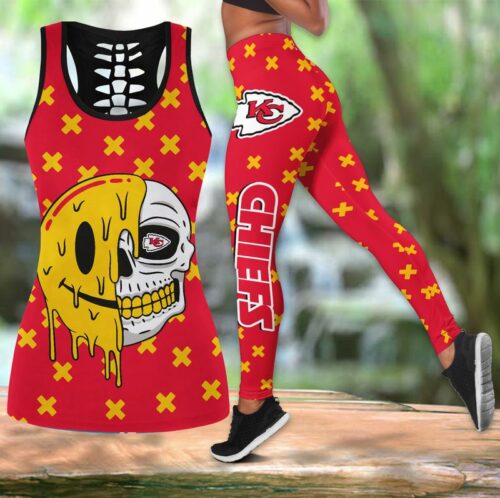 Kansas City Chiefs Halloween Half Skull Limited Edition All Over Print Leggings Tank Top Combo Legging Tanktop S-5xl New048510 - ChiefsFam