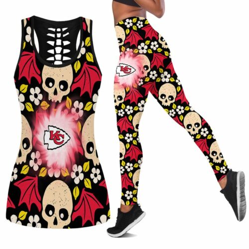 Kansas City Chiefs Halloween Skull Bat Limited Edition All Over Print Combo Leggings Tank Top S-5xl Nla028710 - ChiefsFam