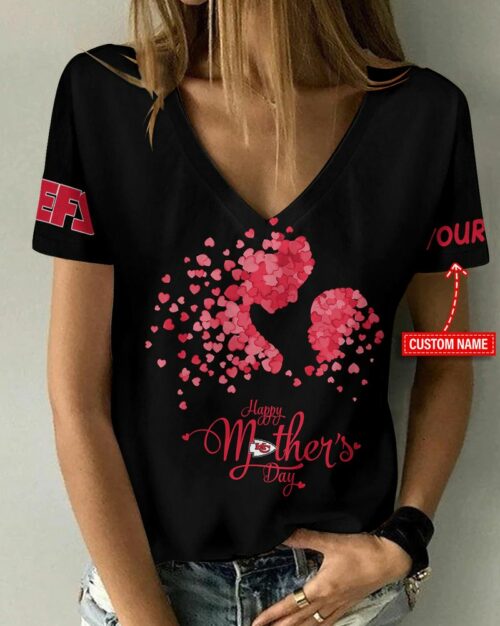 Kansas City Chiefs Happy Mother's Day Summer Women V Neck T-Shirt AGCWTS695