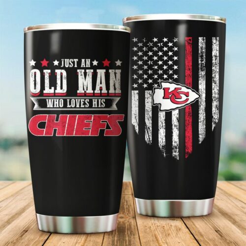 Kansas City Chiefs Just An Old Man Happy Father's Day Tumbler - ChiefsFam