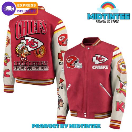 Kansas City Chiefs Never Retreat Never Surrender Baseball Jacket - Midtintee