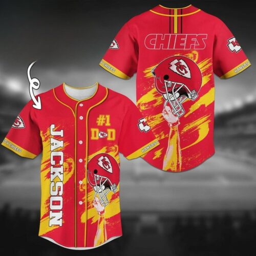 Kansas City Chiefs No1 Dad Personalized Name Baseball Jersey - ChiefsFam