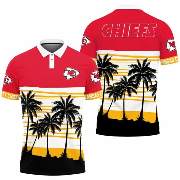 Kansas City Chiefs Palm Tree Patter Polo Shirt - ChiefsFam