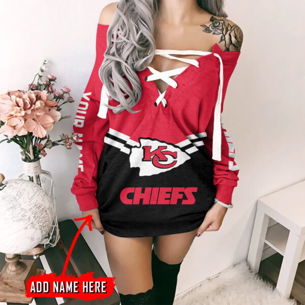 Kansas City Chiefs Personalized Lace-Up Sweatshirt BGLU053