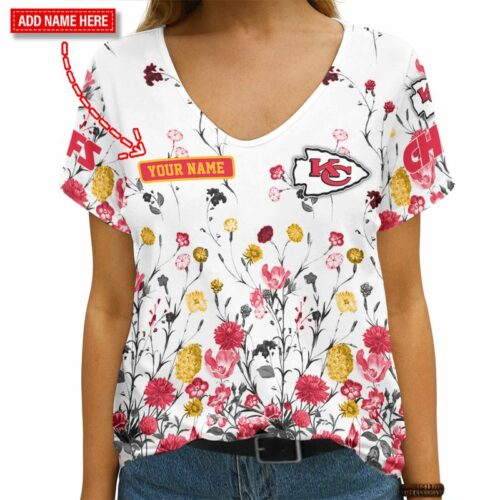 Kansas City Chiefs Personalized V-neck Women T-shirt