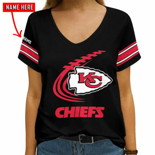 Kansas City Chiefs Personalized V-neck Women T-shirt AGC116