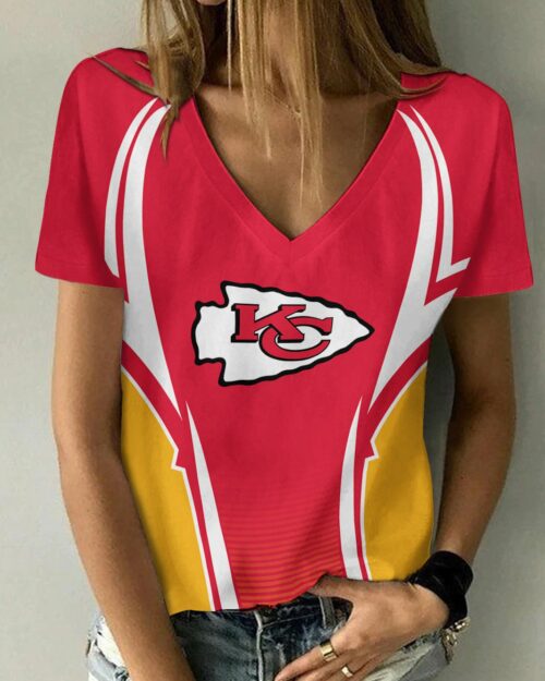 Kansas City Chiefs Personalized V-neck Women T-shirt AGCWTS477