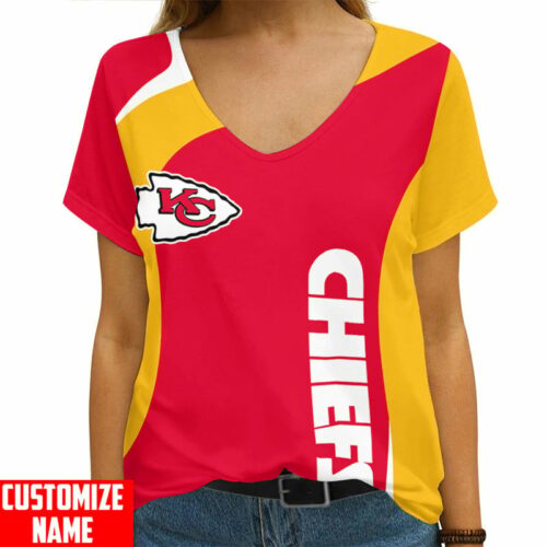 Kansas City Chiefs Personalized V-neck Women T-shirt AGCWTS512