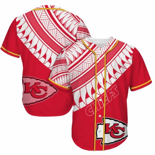 Kansas City Chiefs Polynesian Pattern Baseball Jersey - ChiefsFam