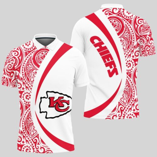 Kansas City Chiefs Polynesian Pattern Red White Polo Shirt - ChiefsFam