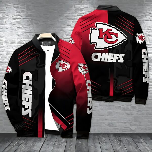 Kansas City Chiefs Red and Black Warrior Bomber Jacket - ChiefsFam