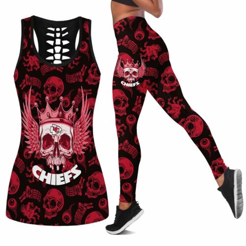 Kansas City Chiefs Skull Halloween King Skull Edition All Over Print Combo Leggings Tank Top S-5xl Nla027410 - ChiefsFam