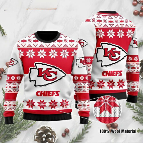 Kansas City Chiefs Snowflake Champion Ugly Christmas Sweater - ChiefsFam