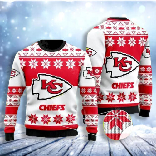 Kansas City Chiefs Snowflake Spirit Ugly Christmas Sweater - ChiefsFam