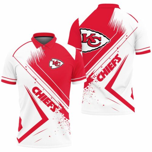 Kansas City Chiefs Splatter Stripe Pattern Polo Shirt - ChiefsFam