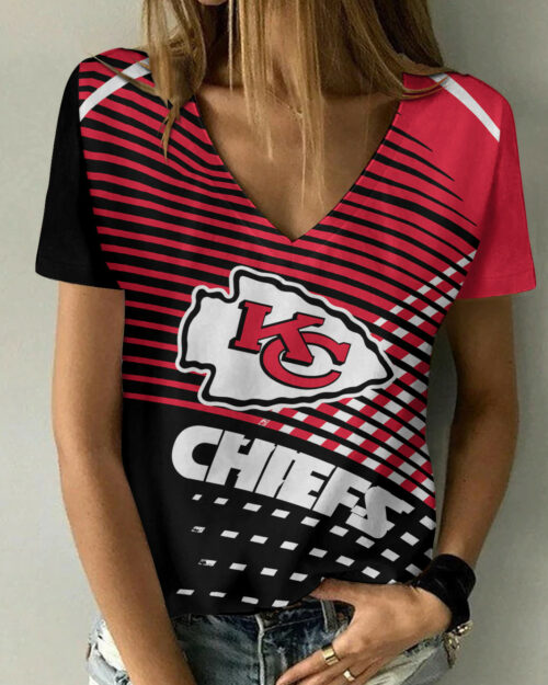 Kansas City Chiefs Summer V-neck Women T-shirt BG288