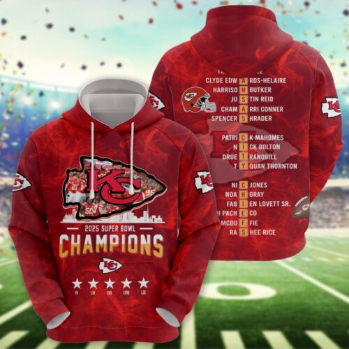 Kansas City Chiefs Super Bowl Champions LIX 2025 Red Hoodie - ChiefsFam