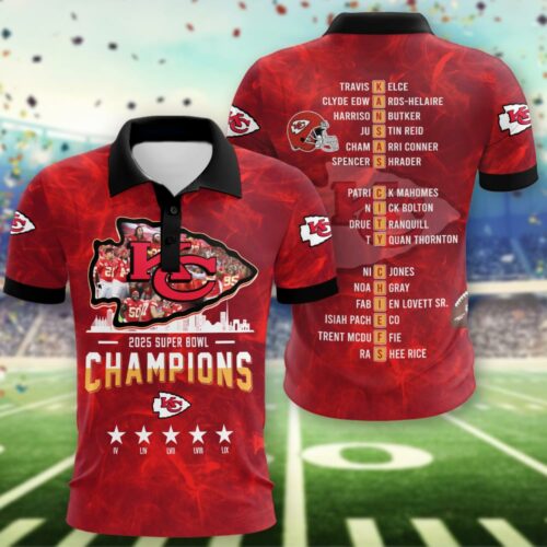 Kansas City Chiefs Super Bowl Champions LIX 2025 Red Polo Shirt - ChiefsFam