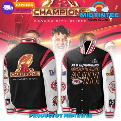 Kansas City Chiefs Super Bowl LVIII Chiefs Are All In Baseball Jacket - Midtintee