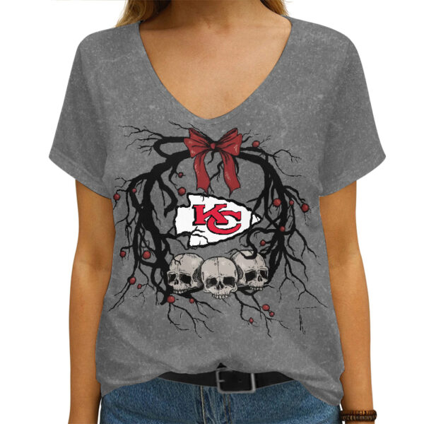 Kansas City Chiefs V-neck Women T-shirt AGCWTS284