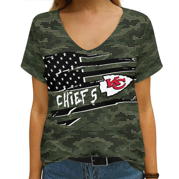 Kansas City Chiefs V-neck Women T-shirt AGCWTS569