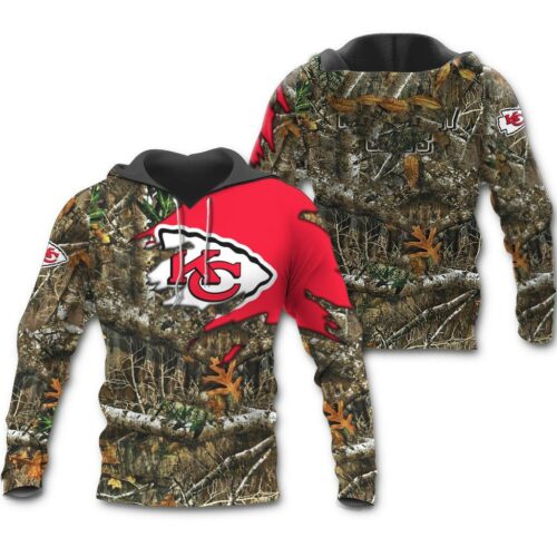 Kansas City Chiefs Woodland Camo Hunting Hoodie - ChiefsFam