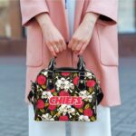 Kansas City Chiefs Skulls And Rose Pattern Limited Edition Lady Leather Handbag New030910 - ChiefsFam