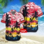 Kansas City Chiefs Sunset Palms Custom Hawaiian Shirt - ChiefsFam