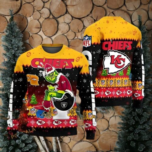 NFL Chiefs & Grinch Collab Ultimate Ugly Christmas Sweater - ChiefsFam