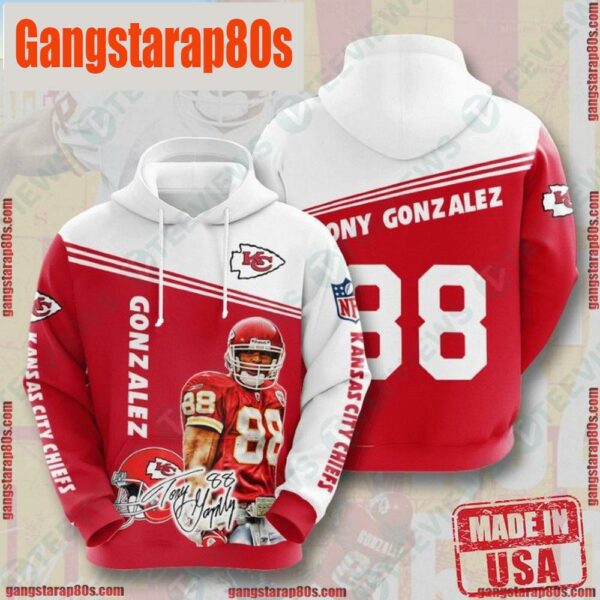 NFL Kansas City Chiefs Tony Gonzalez All Over Print Zip Up Unisex Hoodie - Gangstarap80S