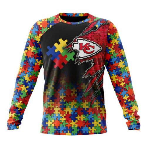 NFL NFL Kansas City Chiefs Special Autism Awareness Design Hoodie Zip Hoodie T-shirt Sweatshirt - ChiefsFam