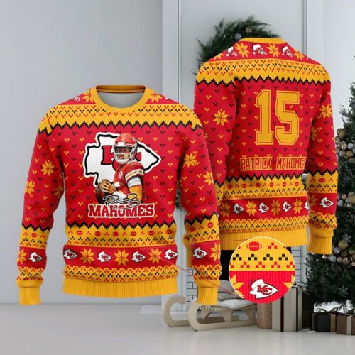 Patrick Mahomes 15 Ugly Christmas Sweater - ChiefsFam