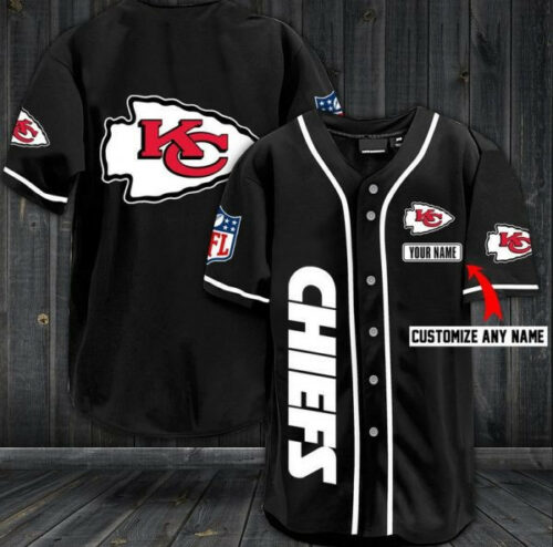 Personalized Kansas City Chiefs Classic Blackout Baseball Jersey - ChiefsFam