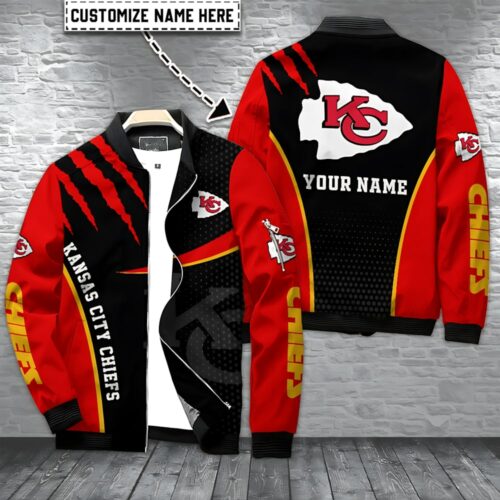 Personalized Kansas City Chiefs Claw Streak Bomber Jacket - ChiefsFam